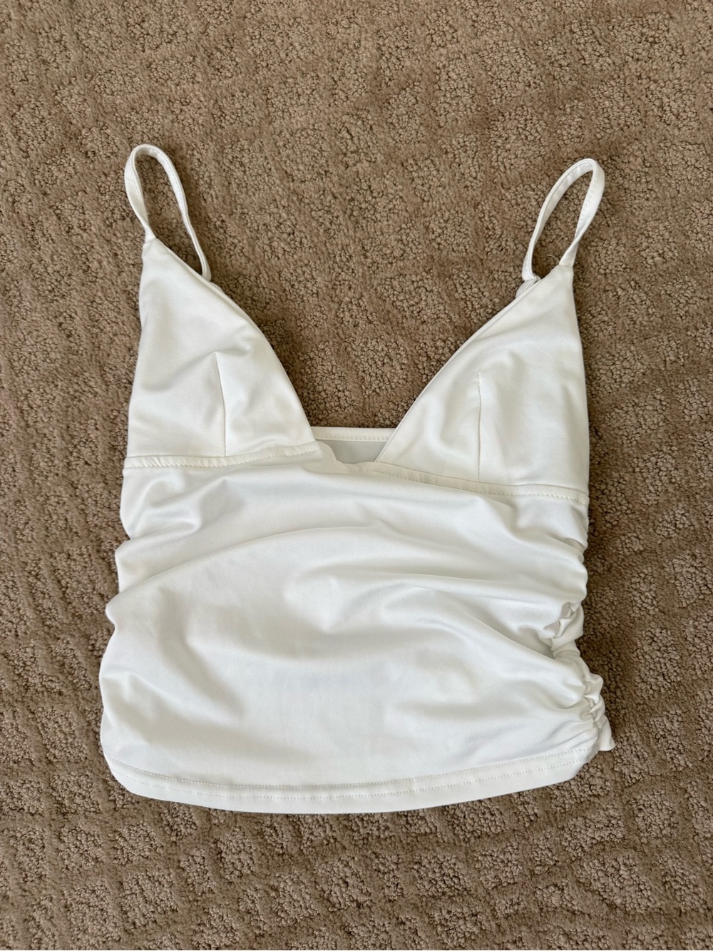 White Spaghetti Strap Crop Tank Top